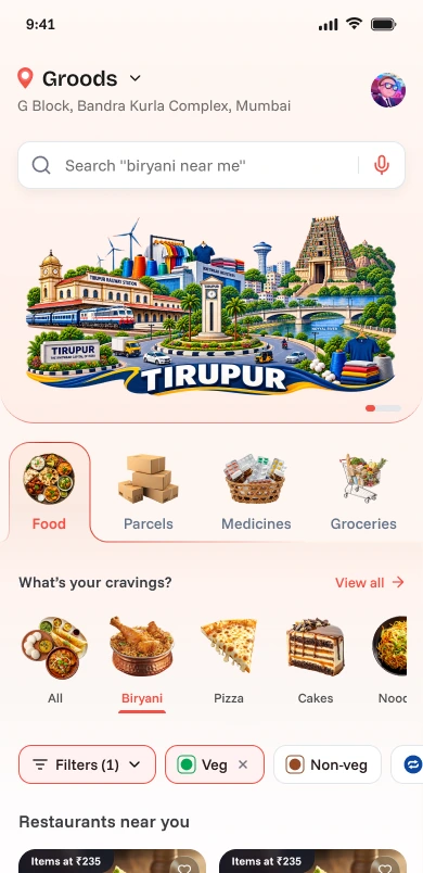 Groods app home screen preview