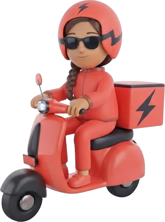Groods delivery rider on a scooter